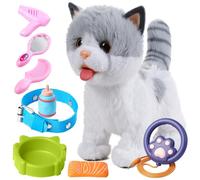 OR OR TU Walking Kitten Toys for Kids Toy, Plush Cat Walk on a Lead, Electronic Pets Cat Licking Kitten, Realistic Interactive Toys Cat for Kids 3 4 5 6 7+ Years Old Girls Boys Gift