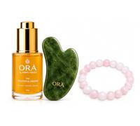 ORĀ by SIMPLÍ BASIC Self-Care Gift Set - facial oil + Rose Quartz bracelet | ORĀ Youthful Drops facial oil 30ml + jade gua sha + Rose Quartz 8mm bead bracelet