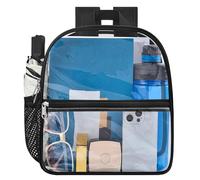 Oraben Clear Backpack for Stadium Events Clear Stadium Backpack 12x6x12, Black, S, Enhanced Strap