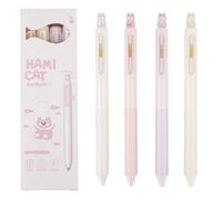 Orablooiva 4 Pieces Cute Retractable Cat Gel Pens Glitter Aesthetic Writing Tools 0.5mm Fine Tip Black Ink Smooth Scribbling Kawaii Cartoon Kitty Marker