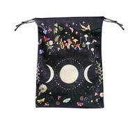 Oracle Deck Bag - Drawstring Tarot Keeper, Lunar Phase Design | Mystic Pouch Container, Soft Velvet Storage, with Divination Use for Card Sets, Ritual Practice Needs, Portable Esoteric Supply Fit