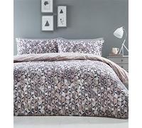 Oracle Goemetric Duvet Cover and Pillowcase Bed Set, Polycotton, Pink, Super King