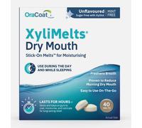 OraCoat XyliMelts - 40 Adhesive Discs Against Dry Mouth &Tooth Decay - Mint Free
