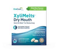 OraCoat XyliMelts 40-Count Mild Mint - Fast-Acting Dry Mouth Relief & Saliva Stimulator for Day or Night