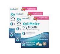 OraCoat XyliMelts Dry Mouth Relief Discs 120 Count Berry Smoothie - Moisturising Oral Adhering Tablets with Xylitol, Sugar-Free, Up to 8 Hour Night & Day Relief