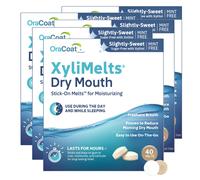 OraCoat XyliMelts Dry Mouth Relief Moisturizing Oral Adhering Discs 40 Count 5 Pack Slightly-Sweet with Xylitol for Dry Mouth Stimulates Saliva