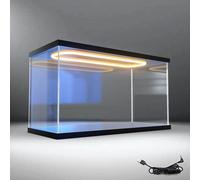 Oracra LED Light Acrylic Storage Box Clear, Assemble Countertop Display Case with Black Base, High Dust-Proof Minifigures Model Case with Door(30x30x30cm(12"x12"x12"))