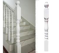 Oracra Matte White Stair Balusters Painted, Solid Wood Decorative Spindles for Indoor Step Staircase, Stairway Railing Newel Post Kit for Home Improvement(Newel Post)