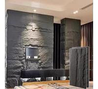 Oracra Wall Paneling 2.5 Cm Thick Textured Accent Wall Paneling, 3d Pu Decorative Wall Covering Panels Indoor Outdoor, 6/4 /2 Pcs Faux Stone Wallpaper Veneer for Bedroom(Dark Gray,2PCS)