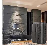 Oracra Wall Paneling 2.5 Cm Thick Textured Accent Wall Paneling, 3d Pu Decorative Wall Covering Panels Indoor Outdoor, 6/4 /2 Pcs Faux Stone Wallpaper Veneer for Bedroom(Dark Gray,6PCS)
