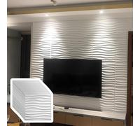 Oracra Wall Paneling 30 Pcs 28.81 Sq Ft 3D Wall Panels Wave, 19.7" PVC Textured Wall Cladding Panel for Bathroom Living Room, Square Waterproof Wallpaper Accent Covering(White)