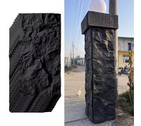 Oracra Wall Paneling Modern 3d Wall Art Covering Panels, Artificial Stone Veneer Wall Panel Outdoor Indoor, DIY Waterproof PU Texture Wallpaper Mold Decorative(Black,8pcs)