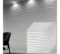 Oracra Wall Paneling Pvc Wave Wall Art Panel Decor for Large Wall, Living Room Shower Texture 3d Wall Paneling 50 Cm, DIY Square Waterproof Wallpaper Covering Kit(White,10pcs)