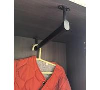 Oracra Wardrobe Rail Ceiling Mounted Closet Rod Bracket, 30/35/40/45/50/55/70/80 Cm Clothes Hanger Bar for Cabinet, Metal Black Garment Organizer Space Saving(30cm(11 3/4"))