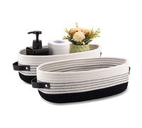 Oradrem 2 Pack Cotton Rope Bathroom Decor, Toilet Paper Holder, Farmhouse Home Decor Organizing 13"x5.9"x4" Black