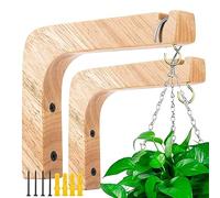 Oradrem 2 Pack Wooden Wall Hooks, Plant Hangers Indoor,6-Inch Wall Mounted Hanging Plant Hooks for Planters, Lanterns, Flower Bracket, Wind Chimes Burlywood Color