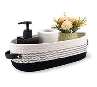 Oradrem Cotton Rope Toilet Basket Bathroom Decor Baskets, Toilet Paper Holder Basket, Farmhouse Home Decor Organizing Small Baskets 13"x5.9"x4" Black