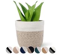Oradrem SimLim Cotton Rope Plant Basket Modern Woven Basket for 6" Flower Pot Floor Indoor Planters,Rustic Home Decor Storage Organizer H6 3/4" x W6 1/2"…