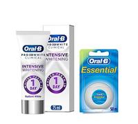 Oral-B 3D White Clinical Intensive Whitening Radiant White 75ml & Essentials Dental Floss Bundle