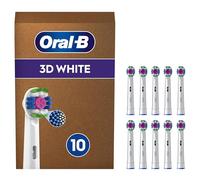 Oral-B 3D White Electric Toothbrush Head with CleanMaximiser Technology, Angled Bristles for Deeper Plaque Removal, Pack of 10 Toothbrush Heads, White