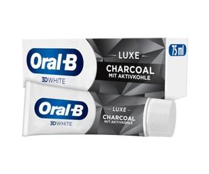 Oral-B 3D White Luxe Charcoal Whitening Toothpaste, with Activated Carbon, Removes up to 100% of Surface Discolouration, Fresh Peppermint, 75 ml