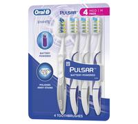 Oral-B 3D White Pulsar Battery Powered Toothbrush, Medium, 4 Pack