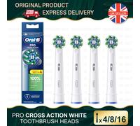 Pro Cross Action Electric Toothbrush Head, X-Shape And Angled Bristles for Deeper Plaque Removal, Pack of 8 Toothbrush Heads, White