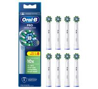 Pro Cross Action Electric Toothbrush Head, X-Shape And Angled Bristles for Deeper Plaque Removal, Pack of 8 Toothbrush Heads, White