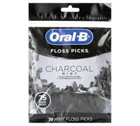 Oral-B Charcoal Infused Mint Dental Floss Picks, 75 Count (Pack of 1)