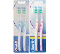 Oral-B Classic Care 1.2.3 Medium Toothbrush - 4 Pack (2 Packs of 2) | Gentle on Gums, Cleans Teeth, Easy Grip Handle | Made in Ireland | Random 1 or 2 Colours - Oral Hygiene, Dental Care Essentials