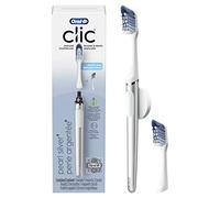 Oral-B Clic Toothbrush, Chrome White, with 1 Bonus Replacement Brush Head and Magnetic Toothbrush Holder