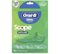 Oral-B Complete Glide Dental Floss Picks Plus Scope Outlast, Long Lasting Mint, 75 Dental Floss Picks, Pack of 6 (Packaging May Vary)