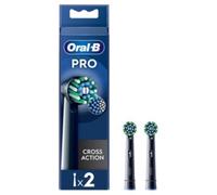 Oral-B Cross Action Black Electric Brush Heads, Pack of 2