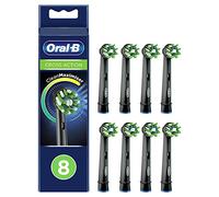 Oral-B CrossAction Replacement Toothbrush Head Black Edition with CleanMaximiser Technology, Pack of 8 Counts