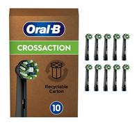 Oral-B Cross Action Electric Toothbrush Head with CleanMaximiser Technology, Angled Bristles for Deeper Plaque Removal, Pack of 10 Toothbrush Heads, Suitable for Mailbox, Black