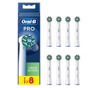 Pro Cross Action Electric Toothbrush Head, X-Shape And Angled Bristles for Deeper Plaque Removal, Pack of 8 Toothbrush Heads, White