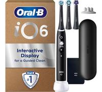 Oral-B iO6 Electric Toothbrush, Black, with Travel Case and Spare Heads