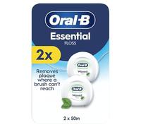 Oral-B Essential Floss - Removes Plaque - Waxed Dental Floss for Tight Spaces - Shred-Resistant - Mint - 2x50M Roll