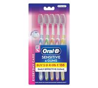 Oral-B Everyday Care Ultra Soft Toothbrush For Adults, Ultra Soft Bristles For Senstive Teeth, Tooth Brush Set, Oral B Dentist Recommended Brand (Super Saver Family Pack of 5),manual,Multi Color