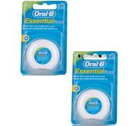 Oral-B Floss Essential Mint Waxed Dental Floss, 50m, 2 Pack - Shred-Resistant, Thin Waxed Texture for Easy Interdental Cleaning