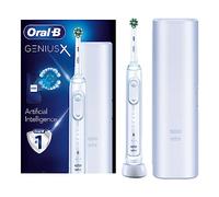 Oral-B Genius X Electric Toothbrush with Artificial Intelligence, App Connected Handle, 1 Toothbrush Head & Travel Case, 6 Mode Display with Teeth Whitening, 2 Pin UK Plug, White