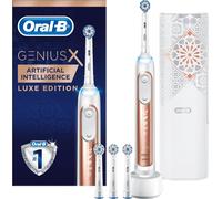 (Rose Gold) Braun Oral-B Genius X 20000 Luxe Edition with Artificial Intelligence Electric Toothbrush, 4 Brush Heads, Pressure Sensor, Luxury USB Travel Case
