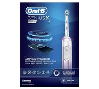 Oral-B Genius X with Artificial Intelligence Blush Pink Electric Toothbrush, 1 Toothbrush Head, 6 Modes, Gum Pressure Sensor, USB Charging Travel Case, UK 2 Pin Plug, Gift for Men/Women