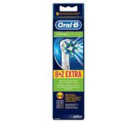 Oral-B Genuine CrossAction Replacement White Toothbrush Heads Bulk Pack of 10, Refills for Electric Toothbrush, Angled Bristles for Up to 100 Percent More Plaque Removal