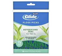 Oral-B Glide Dental Floss Picks with Tea Tree Oil, Mint, 75 Count Pack of 3