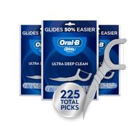 Oral-B Glide Ultra Deep Clean Floss Picks, Removes Food and Plaque, Cool Mint Flavor, 75 Floss Picks, Pack of 3