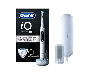 Oral-B iO 10 Rechargeable Electric Toothbrush, Pressure Sensor, Interactive Display, Artificial Intelligence with Live Coaching, 1 Head, 1 Toothbrush, Travel Case, White, Gift Idea