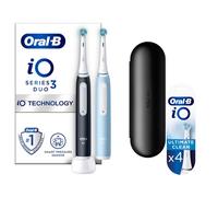Oral-B iO 3 Black & Blue Electric Toothbrushes - Toothbrush +4 Toothbrush Heads