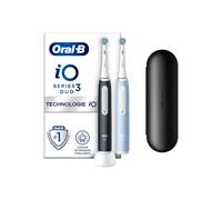 Oral-B iO 3 Pack of 2, Black and Blue Electric Toothbrushes, 2 Brush Heads, 1 Travel Case