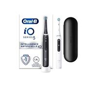 Oral-B iO 5 Pack of 2, Black and White Electric Toothbrushes, 2 Brush Heads